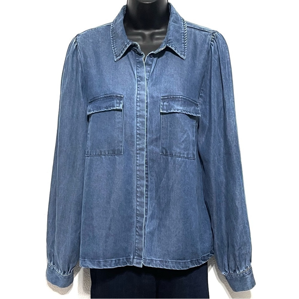 NWOT Just Female Woman The Cas Blue Long Sleeve Shirt Size S